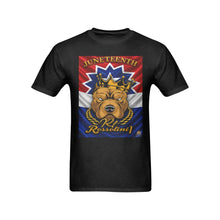 #Rossolini1#  Juneteeth R-W-B Flag- Black T-Shirt