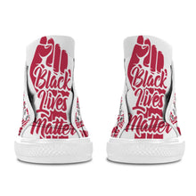 #Rossolini1# Black Lives Matter 9s Red Fist White Bottom Women's Shoes