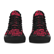 #Rossolini1# Black Lives Matter 9s Red Fist Black Bottom Women's Shoes