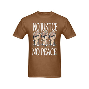 #Rossolini1# No Justice No Peace Brown T-Shirt