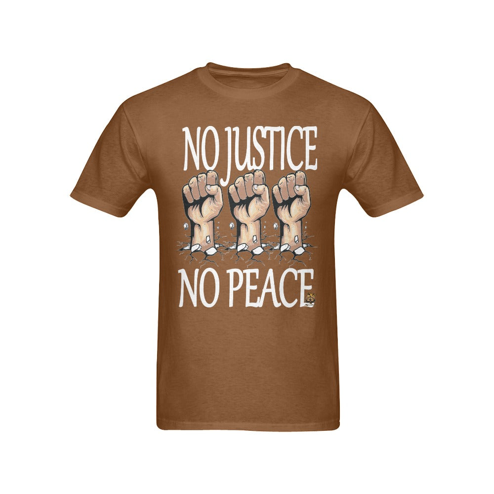 #Rossolini1# No Justice No Peace Brown T-Shirt