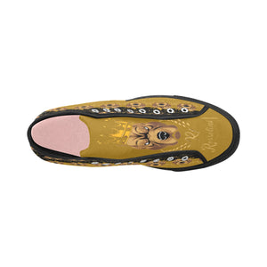 #Rossolini1# PAK Black/Gold Tongue Black Bottom Vancouver H Women's Canvas Shoes (1013-1)