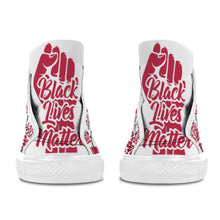 #Rossolini1# Black Lives Matter 9s Red Fist White Bottom  Men's Shoes
