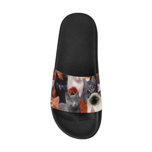 #I Love All Cats# Men's Slide Sandals/Large Size (Model 057)