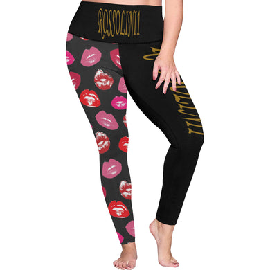 #Rossolini1# TheName LIPS Plus Size High Waist Leggings (Model L44)