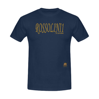 #Rossolini1.com# Gold Writing Navy Blue Men's T-Shirt