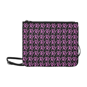#R1# Pink Writing Slim Clutch Bag (Model 1668)