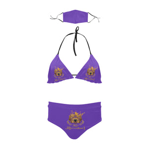 #Rossolini1# Purple Stringy Selvedge Bikini Set with Mouth Mask (S11)