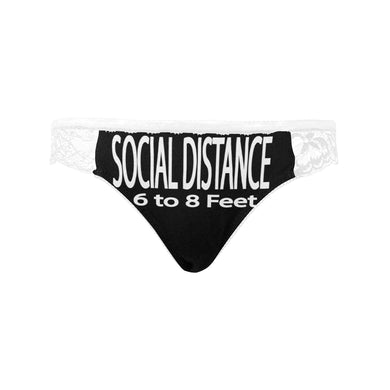 #SOCIAL DISTANCE# White Women's Lace Panty (Model L41)
