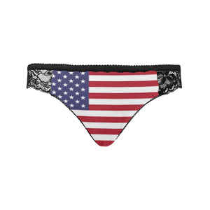 #FREEDOM# Black Women's Lace Panty (Model L41)