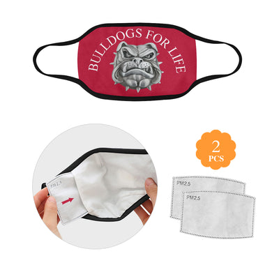 #BULLDOGS FOR LIFE# White Writing Mouth Mask in One Piece (2 Filters Included) (Model M02)