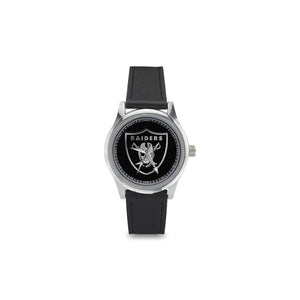 #Rossolini1# Raiders Black Kid's Stainless Steel Leather Strap Watch(Model 208)