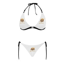 #Rossolini1# Stamp White Buckle Front Halter Bikini Swimsuit (Model S08)