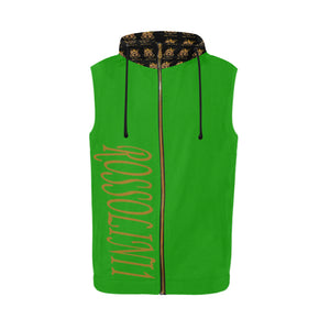 #Rossolini1# Green Sleeveless Zip Up Hoodie for Men (Model H16)