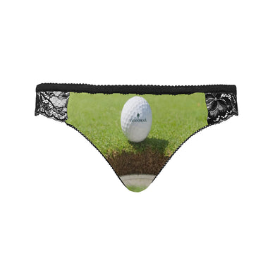 #I Love Golf# Black Women's Lace Panty (Model L41)