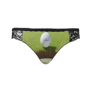 #I Love Golf# Black Women's Lace Panty (Model L41)