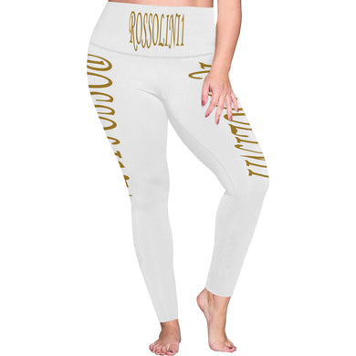 #Rossolini1# TheName White Plus Size High Waist Leggings (Model L44)