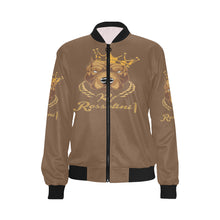 #MASKOFF# Brown Bomber Jacket for Women (Model H36)