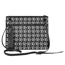 #R1# White Writing Slim Clutch Bag (Model 1668)