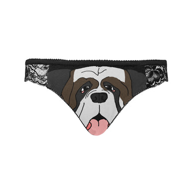 #Rossolini1# Saint Bernard Black Women's Lace Panty (Model L41)