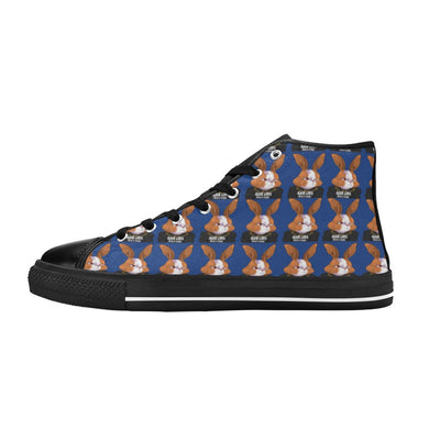 #BLM# Rabbit Blue High Top Canvas Shoes for Kid (Model 017)