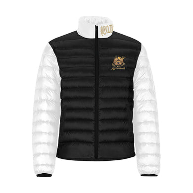 #Rossolini1# Speechless B/W Men's Stand Collar Padded Jacket (Model H41)