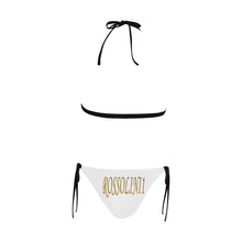 #Rossolini1# Stamp White Buckle Front Halter Bikini Swimsuit (Model S08)