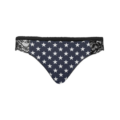 #Rossolini1# Blue Back Stars Black Women's Lace Panty (Model L41)