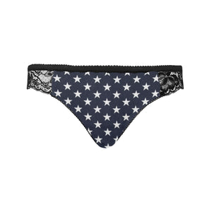 #Rossolini1# Blue Back Stars Black Women's Lace Panty (Model L41)