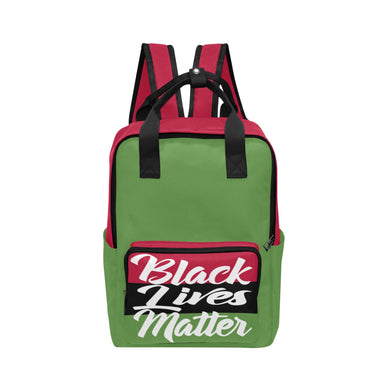 #Rossolini1# Black Lives Matter Green Twin Handle Backpack (Model 1732)