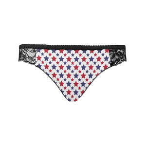 #Rossolini1# Stars Black Women's Lace Panty (Model L41)