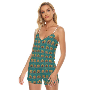 Rossolini1 Kelly Green Women's V-neck Cami Romper