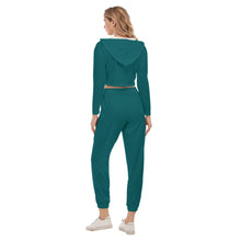 Rossolini1 Kelly Green Women's Crop Hoodie Sports Sets