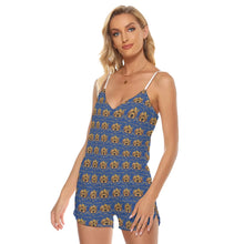Rossolini1 Blue Women's V-neck Cami Romper