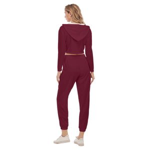 Rossolini1 Candy Apple Red Women's Crop Hoodie Sports Sets