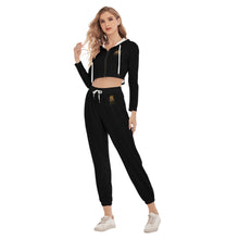 Rossolini1 Black Women's Crop Hoodie Sports Sets