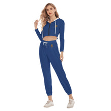 Rossolini1 Blue Women's Crop Hoodie Sports Sets