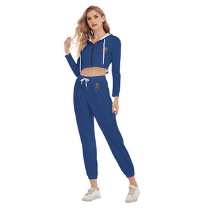 Rossolini1 Blue Women's Crop Hoodie Sports Sets