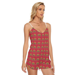 Rossolini1 Red Women's V-neck Cami Romper
