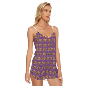 Rossolini1 Purple Women's V-neck Cami Romper