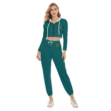 Rossolini1 Kelly Green Women's Crop Hoodie Sports Sets