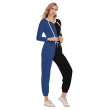 Rossolini1  Blue/Black Women's Crop Hoodie Sports Sets