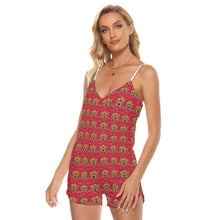Rossolini1 Red Women's V-neck Cami Romper