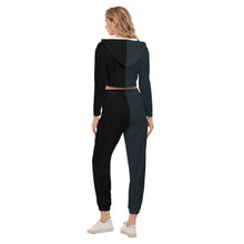 Rossolini1 Navy Blue/Black Women's Crop Hoodie Sports Sets