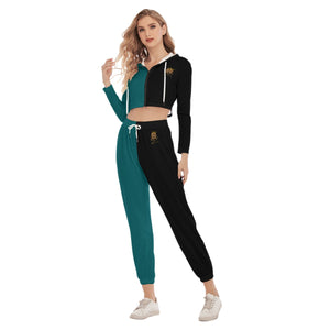 Rossolini1  Kelly Green/Black Women's Crop Hoodie Sports Sets