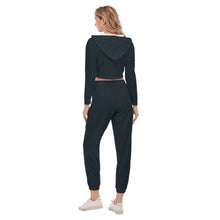 Rossolini1 Navy Blue Women's Crop Hoodie Sports Sets