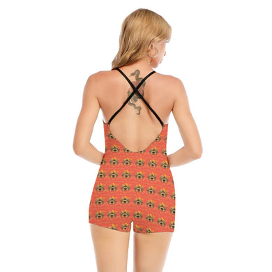 Rossolini1 Pantone Women's Backless Romper With Black Straps