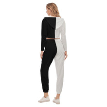 Rossolini1 White/Black Women's Crop Hoodie Sports Sets