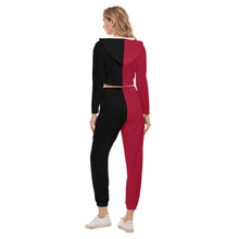 Rossolini1 Red/Black Women's Crop Hoodie Sports Sets