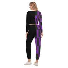 Rossolini1  Purple - Black/Black Women's Crop Hoodie Sports Sets